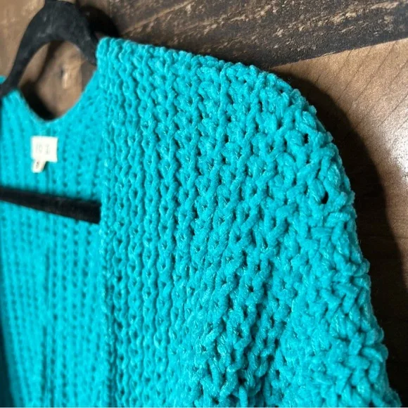 POL Step Inside Chunky Knit Cardigan Sweater Open Front Oversized Blue Small - Picture 4 of 8